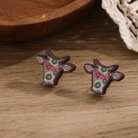 1 Pair Simple Style Commute Cattle Wood Ear Studs main image 5