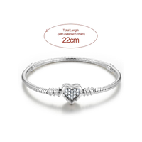 Elegante Glamour Forma De Corazón Plata Esterlina Enchapado Plateado Pulsera sku image 4