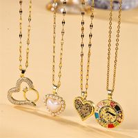 Simple Style Heart Shape Stainless Steel Plating Inlay Zircon 18k Gold Plated Pendant Necklace main image 1