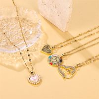 Simple Style Heart Shape Stainless Steel Plating Inlay Zircon 18k Gold Plated Pendant Necklace main image 3