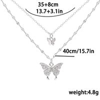 Wholesale Jewelry Elegant Luxurious Butterfly Alloy Rhinestones Gold Plated Silver Plated Layered Necklaces main image 7