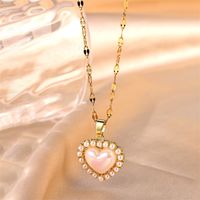 Simple Style Heart Shape Stainless Steel Plating Inlay Zircon 18k Gold Plated Pendant Necklace main image 9