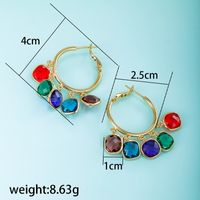 1 Pair Vintage Style Color Block Tassel Plating Inlay Copper Alloy Artificial Gemstones 14k Gold Plated Hoop Earrings sku image 1
