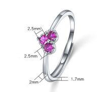 Korean New Fashion Heart-shape S925 Silver Inlaid Zircon Ring main image 2