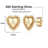 1 Pair Casual Elegant Letter Heart Shape Plating Copper 14k Gold Plated Ear Studs main image 2