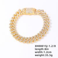 Hip-Hop Rock Punk Geometric Solid Color 304 Stainless Steel Plating Inlay Rhinestones K Gold Plated Rhodium Plated Men's Bracelets main image 3