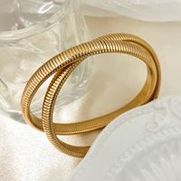 Elegant Simple Style Classic Style Solid Color 304 Stainless Steel Gold Plated Bangle In Bulk main image 4