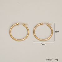 1 Pair Casual Vacation Simple Style Circle Plating 201 Stainless Steel 18K Gold Plated Hoop Earrings sku image 2