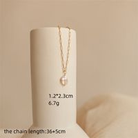 Fashion Pearl Paper Clip Necklace Simple Copper Plated 14k Gold Necklace main image 3