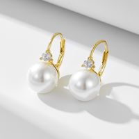 1 Pair Simple Style Commute Color Block Plating Inlay Sterling Silver Pearl 14k Gold Plated Rhodium Plated Drop Earrings main image 8