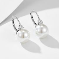 1 Pair Simple Style Commute Color Block Plating Inlay Sterling Silver Pearl 14k Gold Plated Rhodium Plated Drop Earrings main image 4