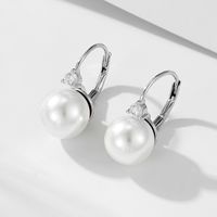 1 Pair Simple Style Commute Color Block Plating Inlay Sterling Silver Pearl 14k Gold Plated Rhodium Plated Drop Earrings main image 3