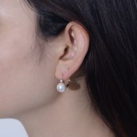 1 Paire Style Simple Commuer Bloc De Couleur Placage Incruster Argent Sterling Perle Plaqué Or 14k Plaqué Rhodium Boucles D'oreilles main image 7