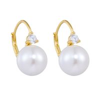 1 Pair Simple Style Commute Color Block Plating Inlay Sterling Silver Pearl 14k Gold Plated Rhodium Plated Drop Earrings main image 9