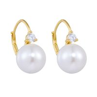 1 Pair Simple Style Commute Color Block Plating Inlay Sterling Silver Pearl 14k Gold Plated Rhodium Plated Drop Earrings sku image 2