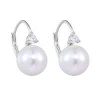1 Pair Simple Style Commute Color Block Plating Inlay Sterling Silver Pearl 14k Gold Plated Rhodium Plated Drop Earrings main image 10