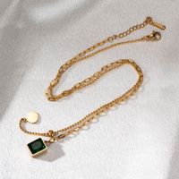 Acero Inoxidable Chapados en oro de 18k Vacaciones Dulce Enchapado Embutido Color Sólido Vidrio Collar Colgante main image 4