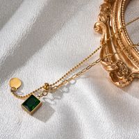 Stainless Steel 18K Gold Plated Vacation Sweet Plating Inlay Solid Color Glass Pendant Necklace main image 3