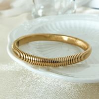 Elegant Simple Style Classic Style Solid Color 304 Stainless Steel Gold Plated Bangle In Bulk sku image 1
