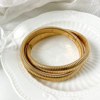 Elegant Simple Style Classic Style Solid Color 304 Stainless Steel Gold Plated Bangle In Bulk sku image 6