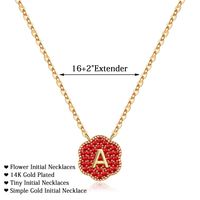 Vintage Style Round Dots Letter Flower Copper 14k Gold Plated Pendant Necklace In Bulk main image 2