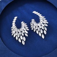 1 Pair Elegant Wedding Shiny Geometric Plating Inlay Copper Zircon White Gold Plated Earrings main image 1