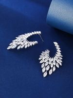 1 Pair Elegant Wedding Shiny Geometric Plating Inlay Copper Zircon White Gold Plated Earrings main image 3