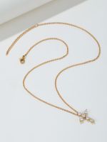 Fairy Style Simple Style Cross Copper 18k Gold Plated Zircon Pendant Necklace In Bulk main image 1