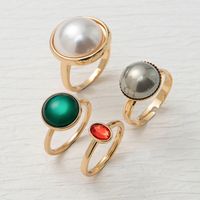 Ig Style Elegant Geometric Alloy Stone Plating Inlay Artificial Gemstones Gold Plated Women's Rings sku image 1