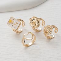 Ig Style Elegant Geometric Alloy Stone Plating Inlay Artificial Gemstones Gold Plated Women's Rings sku image 2