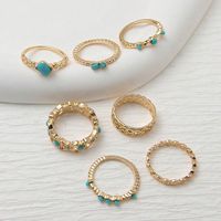 Ig Style Elegant Geometric Alloy Stone Plating Inlay Artificial Gemstones Gold Plated Women's Rings sku image 7