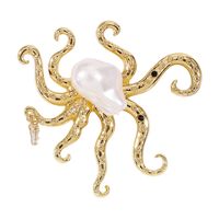 Simple Style Commute Octopus Alloy Inlay Pearl Women's Brooches sku image 1