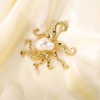 Simple Style Commute Octopus Alloy Inlay Pearl Women's Brooches main image 3