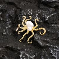 Simple Style Commute Octopus Alloy Inlay Pearl Women's Brooches main image 1