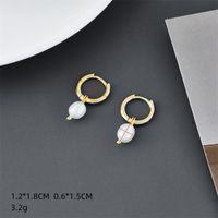 New Copper Electroplating 14k Real Gold Freshwater Pearl Drop Earrings main image 3