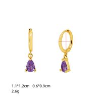 New Water Drop Zircon Earrings Fashion Copper Plated 14k Gold Piercing Jewelry main image 3