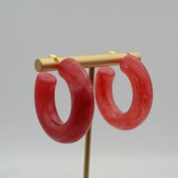 1 Pair Elegant Sweet Solid Color Stoving Varnish Arylic Hoop Earrings sku image 35
