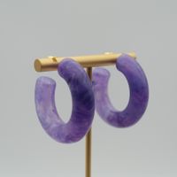 1 Pair Elegant Sweet Solid Color Stoving Varnish Arylic Hoop Earrings sku image 41