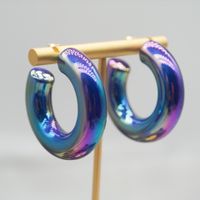 1 Pair Elegant Sweet Solid Color Stoving Varnish Arylic Hoop Earrings sku image 50