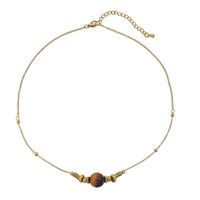 Retro Simple Style Round Stainless Steel Natural Stone Beaded Handmade Necklace sku image 1