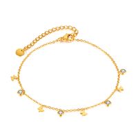 Vintage Style Simple Style Butterfly 304 Stainless Steel Inlay Zircon Women's Anklet sku image 1