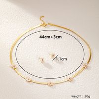 201 Stainless Steel Shell 18K Gold Plated Elegant Simple Style Plating Star Heart Shape Flower Earrings Necklace sku image 4