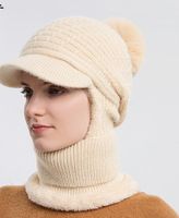 Women's Basic Simple Style Solid Color Pom Poms Ear Warap Wool Cap main image 2