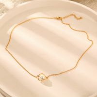 304 Stainless Steel 18K Gold Plated Elegant Simple Style Plating Inlay Round Artificial Pearls Pendant Necklace main image 3