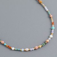 Classic Style Color Block Stainless Steel Natural Stone Seed Bead Beaded Women's Necklace main image 5