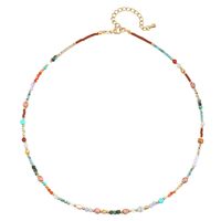 Classic Style Color Block Stainless Steel Natural Stone Seed Bead Beaded Women's Necklace sku image 1