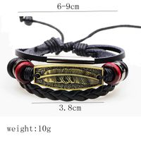 Retro Cross Pu Leather Alloy Braid Unisex Bracelets sku image 4
