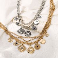 Vintage Style Simple Style Color Block Alloy Inlay Rhinestones Women's Layered Necklaces main image 4