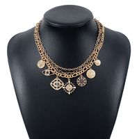 Vintage Style Simple Style Color Block Alloy Inlay Rhinestones Women's Layered Necklaces sku image 1