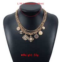 Vintage Style Simple Style Color Block Alloy Inlay Rhinestones Women's Layered Necklaces main image 2
